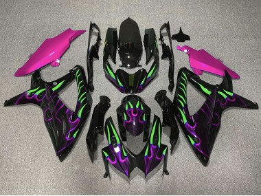 2008-2010 Violet & Vert Flamme GSXR 600-750 Carénage Moto