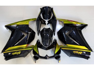 2008-2012 Noir Brillant & Jaune Ninja 250 Carénage Moto