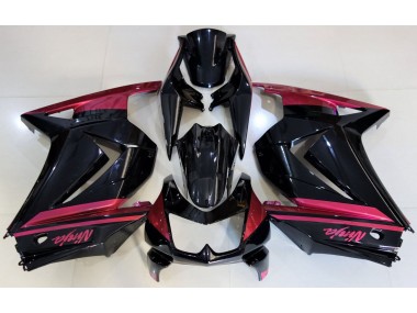 2008-2012 Noir Brillant & Rouge Ninja 250 Carénage Moto
