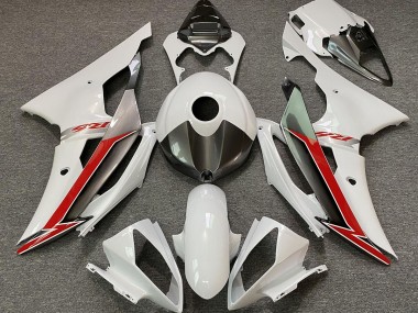 2008-2016 Blanc Brillant Argent & Rouge R6 Carénage Moto