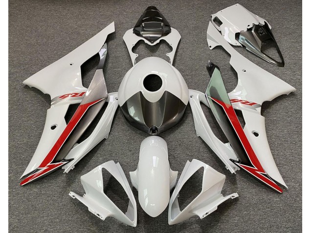2008-2016 Blanc Brillant Argent & Rouge R6 Carénage Moto