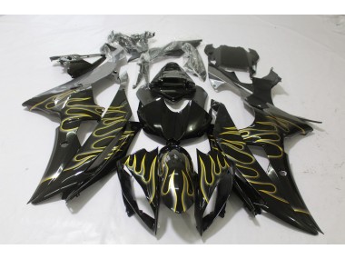 2008-2016 Noir Brillant & Flamme R6 Carénage Moto