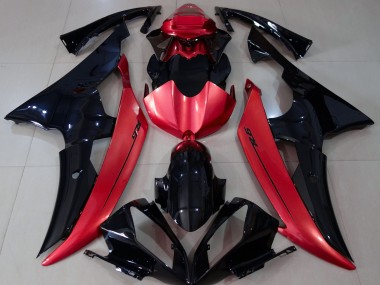 2008-2016 Noir Brillant & Rouge Bonbon R6 Carénage Moto