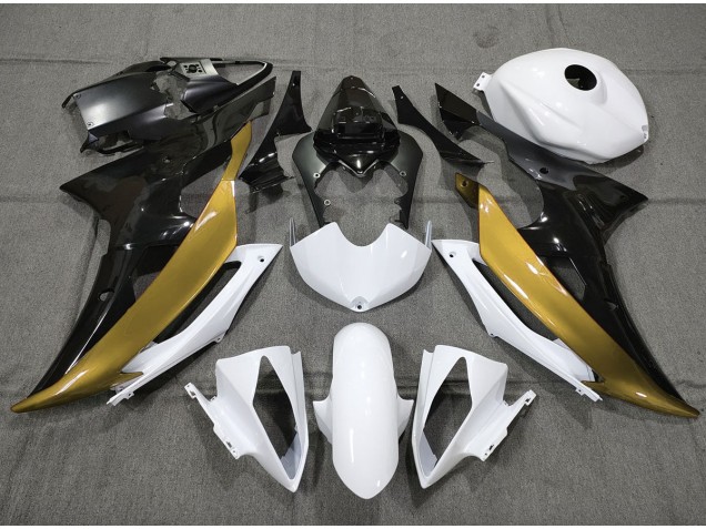 2008-2016 Personnalisé Or Noir & Blanc R6 Carénage Moto 2008-2016 Personnalisé Or Noir & Blanc R6 Carénage Moto