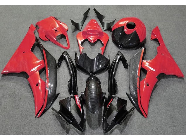 2008-2016 Rouge Brillant & Fiber De Carbone R6 Carénage Moto 2008-2016 Rouge Brillant & Fiber De Carbone R6 Carénage Moto