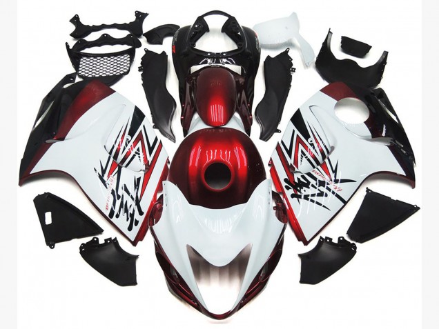 2008-2020 Blanc Brillant Avec Rouge Profond Personnalisé GSXR 1300 Carénage Moto 2008-2020 Blanc Brillant Avec Rouge Profond Personnalisé GSXR 1300 Carénage Moto