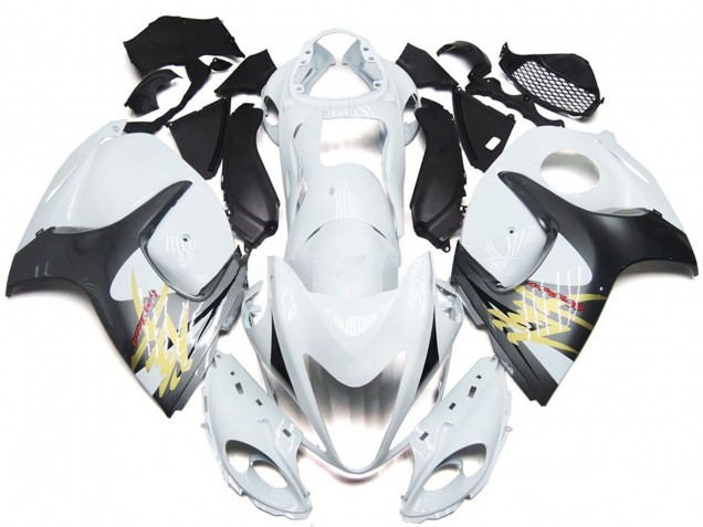 2008-2020 Blanc Brillant Avec Style Argenté GSXR 1300 Carénage Moto 2008-2020 Blanc Brillant Avec Style Argenté GSXR 1300 Carénage Moto