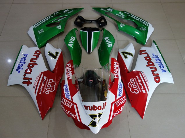 2011-2014 Blanc Brillant / Rouge / Vert Ducati 1199 Carénage Moto 2011-2014 Blanc Brillant / Rouge / Vert Ducati 1199 Carénage Moto