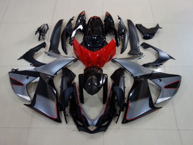 2011-2024 Gris Brillant / Noir Avec Rouge GSXR 600-750 Carénage Moto