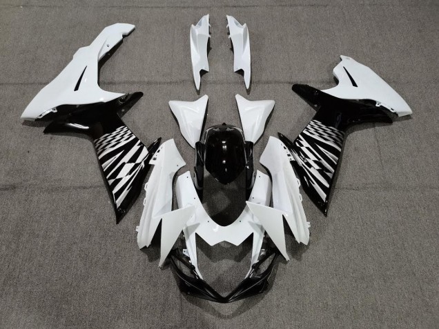 2011-2024 Noir Blanc & Argent GSXR 600-750 Carénage Moto 2011-2024 Noir Blanc & Argent GSXR 600-750 Carénage Moto