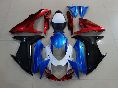 2011-2024 Personnalisé Rouge Noir & Bleu GSXR 600-750 Carénage Moto