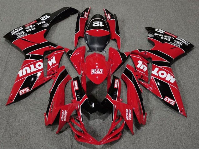 2011-2024 Rouge Brillant & Noir Motul GSXR 600-750 Carénage Moto 2011-2024 Rouge Brillant & Noir Motul GSXR 600-750 Carénage Moto