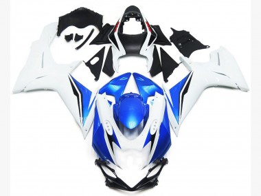2011-2024 Style Blanc Brillant & Bleu GSXR 600-750 Carénage Moto