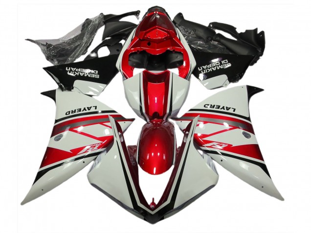 2012-2014 Blanc Brillant & Rouge R1 Carénage Moto 2012-2014 Blanc Brillant & Rouge R1 Carénage Moto