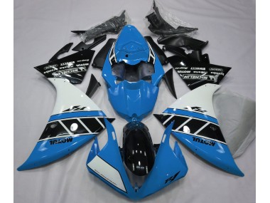 2012-2014 Bleu Clair Brillant Blanc & Noir R1 Carénage Moto