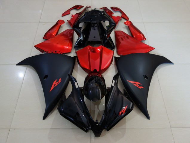 2012-2014 Noir Mat & Rouge Feu R1 Carénage Moto 2012-2014 Noir Mat & Rouge Feu R1 Carénage Moto