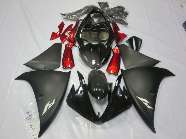2012-2014 Noir Mat Rouge R1 Carénage Moto 2012-2014 Noir Mat Rouge R1 Carénage Moto