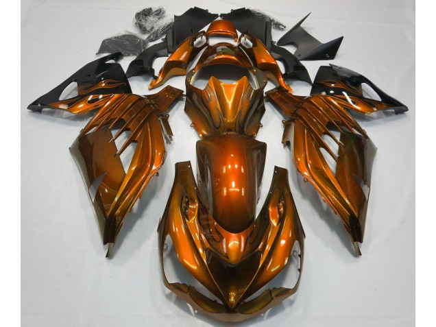 2012-2021 Brillant Orange Brûlé ZX14R Carénage Moto 2012-2021 Brillant Orange Brûlé ZX14R Carénage Moto