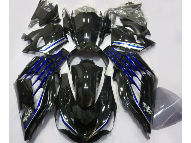 2012-2021 Noir Brillant & Bleu ZX14R Carénage Moto 2012-2021 Noir Brillant & Bleu ZX14R Carénage Moto