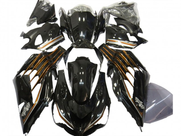2012-2021 Noir Brillant & Orange ZX14R Carénage Moto 2012-2021 Noir Brillant & Orange ZX14R Carénage Moto