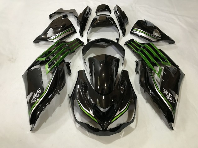 2012-2021 Noir Brillant & Vert Slime ZX14R Carénage Moto 2012-2021 Noir Brillant & Vert Slime ZX14R Carénage Moto