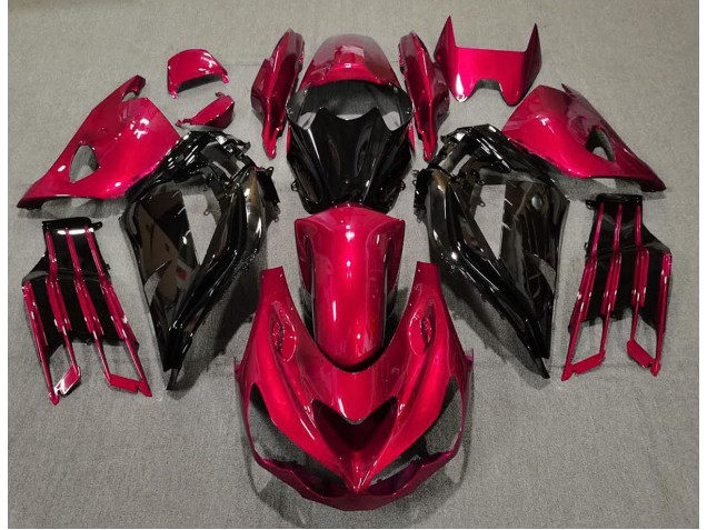 2012-2021 Rouge Brillant & Noir ZX14R Carénage Moto 2012-2021 Rouge Brillant & Noir ZX14R Carénage Moto