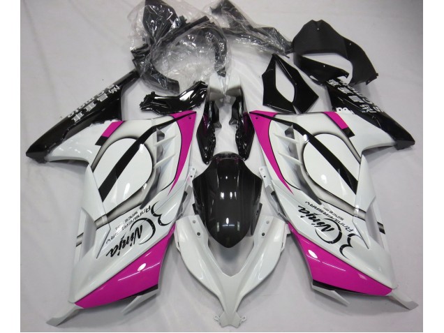 2013-2018 Blanc Brillant & Rose Ninja 300 Carénage Moto 2013-2018 Blanc Brillant & Rose Ninja 300 Carénage Moto