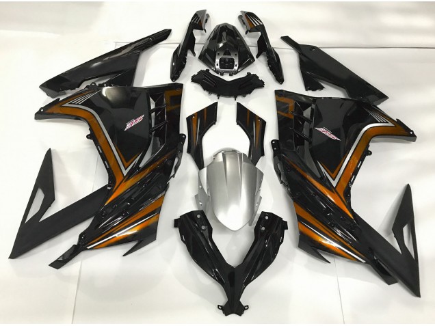 2013-2018 Noir Brillant & Orange Ninja 300 Carénage Moto 2013-2018 Noir Brillant & Orange Ninja 300 Carénage Moto