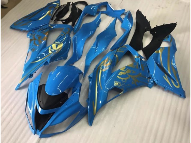2016-2019 Bleu Brillant Avec Or ZX10R Carénage Moto 2016-2019 Bleu Brillant Avec Or ZX10R Carénage Moto