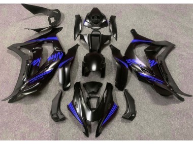 2016-2019 Noir Satiné & Bleu ZX10R Carénage Moto