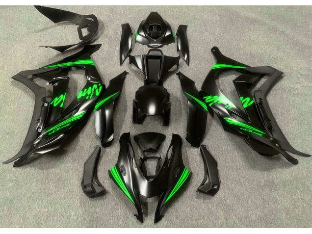2016-2019 Noir Satiné & Vert ZX10R Carénage Moto 2016-2019 Noir Satiné & Vert ZX10R Carénage Moto