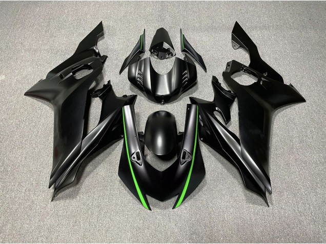 2017-2021 Accents De Noir Mat & De Vert R6 Carénage Moto 2017-2021 Accents De Noir Mat & De Vert R6 Carénage Moto